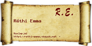 Réthi Emma névjegykártya